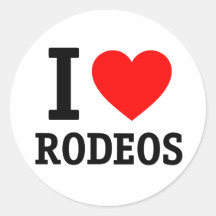 I Love Rodeos Round Sticker