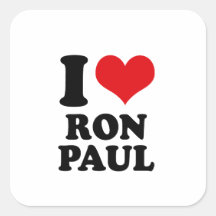 I LOVE RON PAUL SQUARE STICKERS