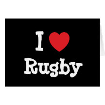 I love Rugby heart custom personalized Greeting Cards