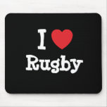 I love Rugby heart custom personalized mousepads