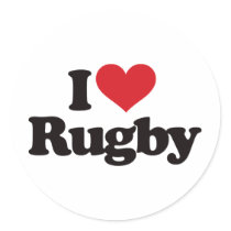 I Love Rugby Round Sticker