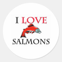 I Love Salmons Round Stickers