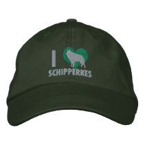 I Love Schipperkes Embroidered Hat (Forest Green)