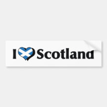 I Love Scotland Flag Bumper Stickers