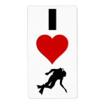 I Love Scuba Diving (Vertical) Personalised Shipping Label