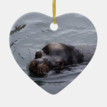 I Love Sealions Heart Shaped Ornament