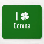 I love (shamrock) Corona St Patricks Day mousepads