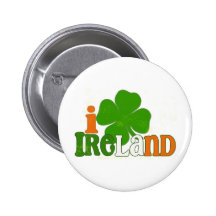"I Love (Shamrock) Ireland" Flag Colours Distresse Buttons