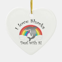 I love sharks deal with it! christmas ornament
