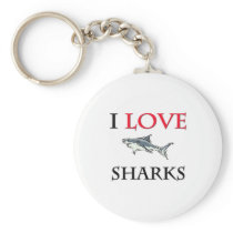 I Love Sharks Keychain