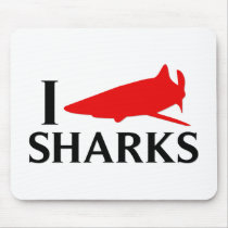 I Love Sharks Mouse Pads