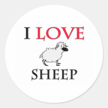 I Love Sheep Round Stickers