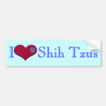 I Love Shih Tzus Blue Bumper Sticker