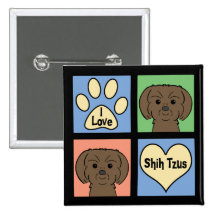 I Love Shih Tzus Pinback Button