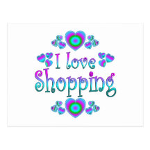 I Love Shopping Postcards