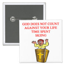 I love skiing pinback button