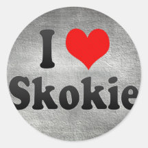 I Love Skokie, United States Round Stickers