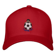 I Love Soccer Embroidered Baseball Caps