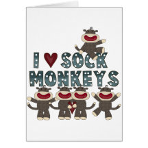I Love Sock Monkeys Tshirts and Gifts Card