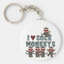 I Love Sock Monkeys Tshirts and Gifts Keychain