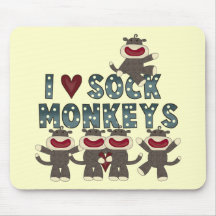 I Love Sock Monkeys Tshirts and Gifts Mousepad