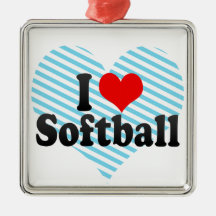 I Love Softball Ornament