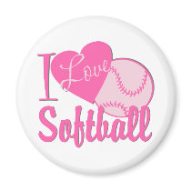 I Love Softball/ Pink Fridge Magnets
