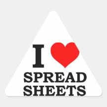 I Love Spreadsheets Triangle Stickers