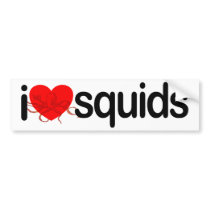 I Love Squids Bumper Sticker