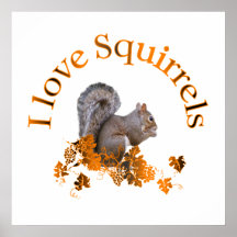 I Love Squirrels Poster