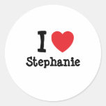 I love Stephanie heart T-Shirt Round Stickers