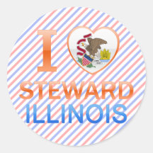 I Love Steward, IL Round Sticker
