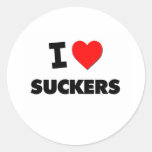 I love Suckers Round Stickers