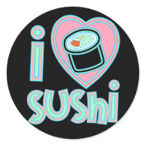 I love Sushi Round Stickers