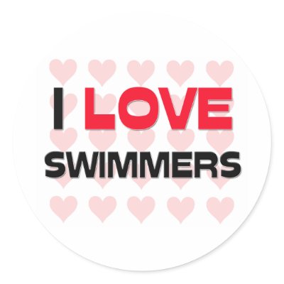 I LOVE SWIMMERS ROUND STICKERS by professions
