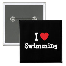 I love Swimming heart custom personalized Buttons