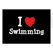 I love Swimming heart custom personalized Cards