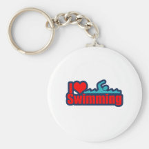 I Love Swimming Keychain
