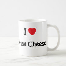 I love Swiss Cheese heart T-Shirt Coffee Mugs