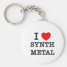 I Love Synth Metal Keychains