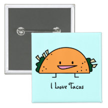 I Love Tacos Pin Button