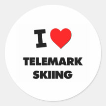 I Love Telemark Skiing Stickers