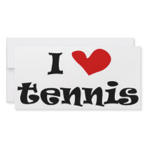 I love tennis gifts and t shirts with heart design photo cards