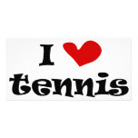 I love tennis gifts and t shirts with heart design photo cards