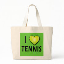I Love Tennis with Tennis Ball Heart Canvas Bag