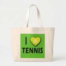 I Love Tennis with Tennis Ball Heart Canvas Bag