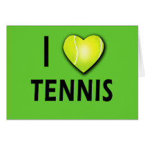 I Love Tennis with Tennis Ball Heart Greeting Cards