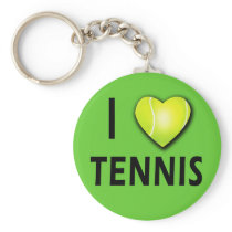I Love Tennis with Tennis Ball Heart Key Chains