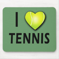 I Love Tennis with Tennis Ball Heart Mousepads