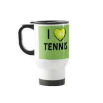 I Love Tennis with Tennis Ball Heart Mugs